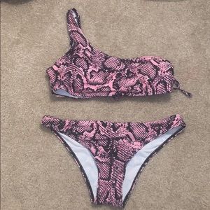 Pink snakeskin bikini